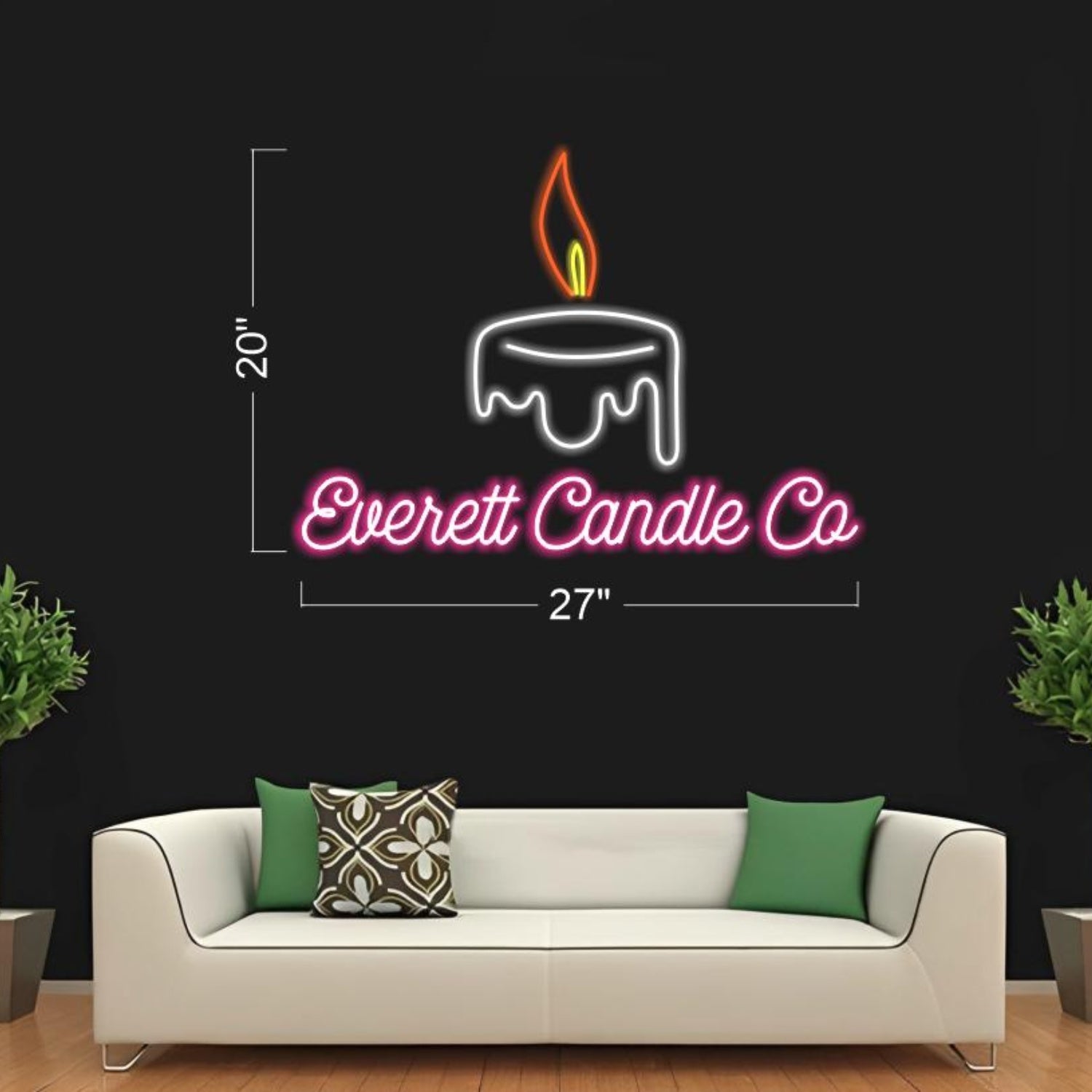 Everett Candle Co White Candle Gradient Flame And Pink Led Neon Sign For Shop Home Decor | Shineneon