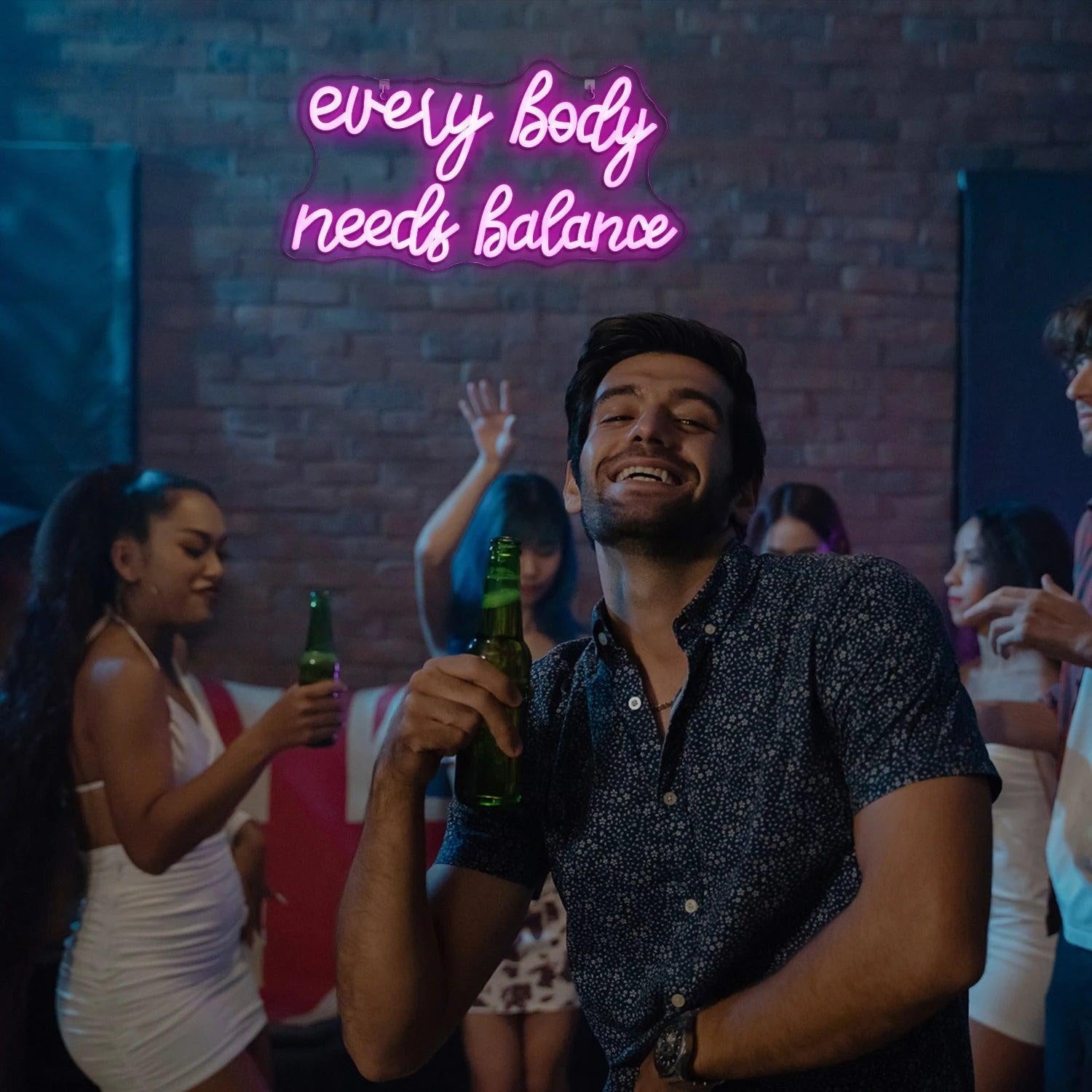 Every Body Needs Balance Pink Led Neon Sign For Home Yoga Studio Decor | Shineneon