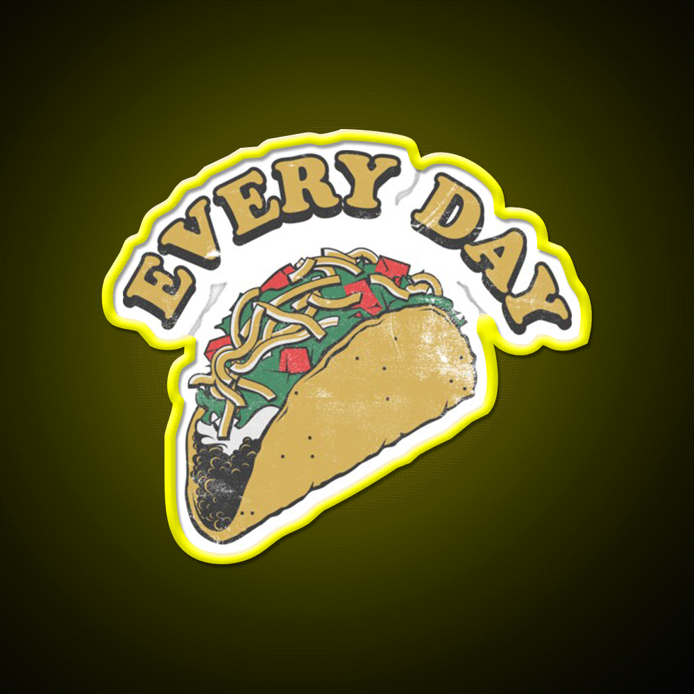 Every Day Is Taco Tuesday Taco Led Neon Sign Mexican Food Sign Rgb Color - Custom LED neon sign front view