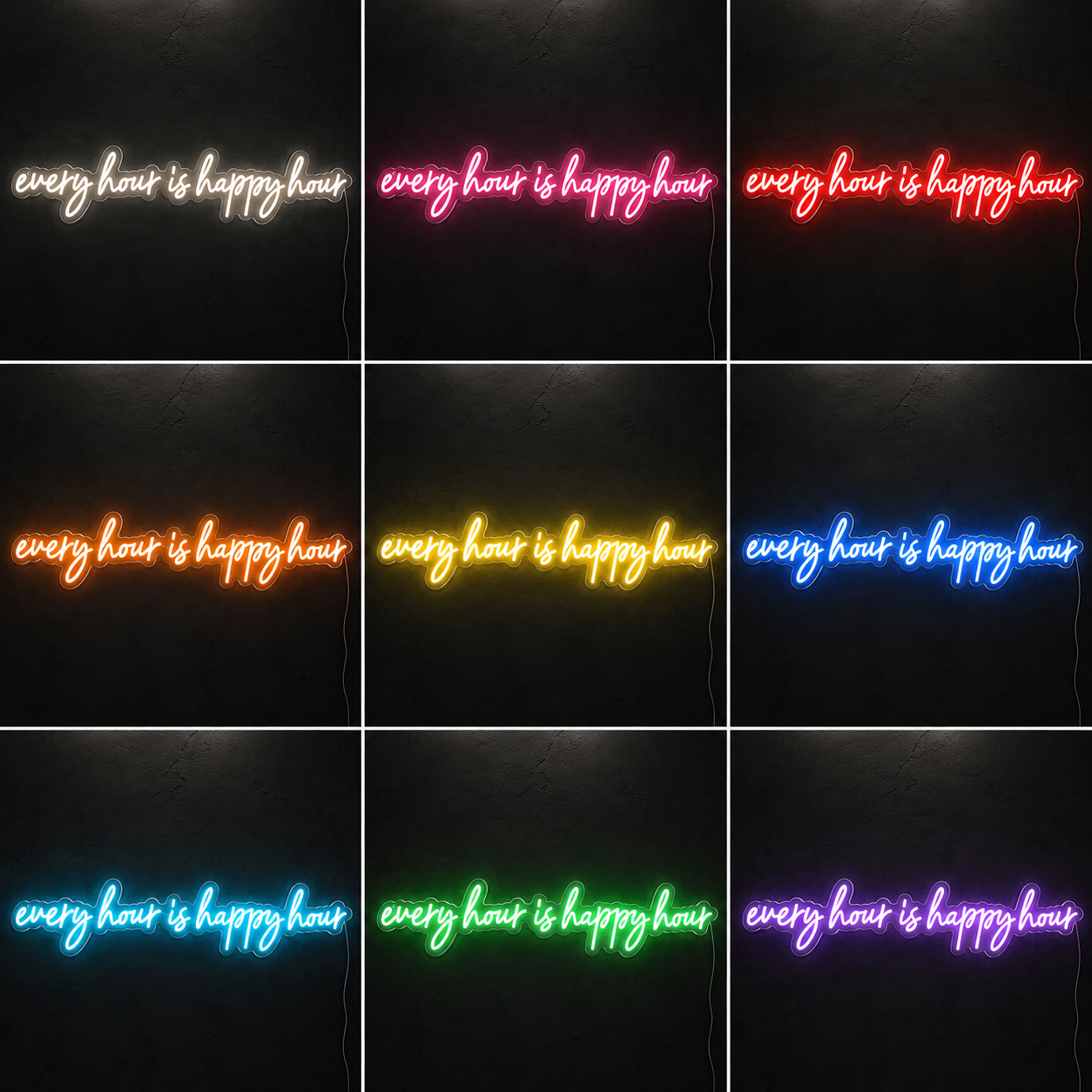 Every Hour Is Happy Hour LED Neon Sign color grid