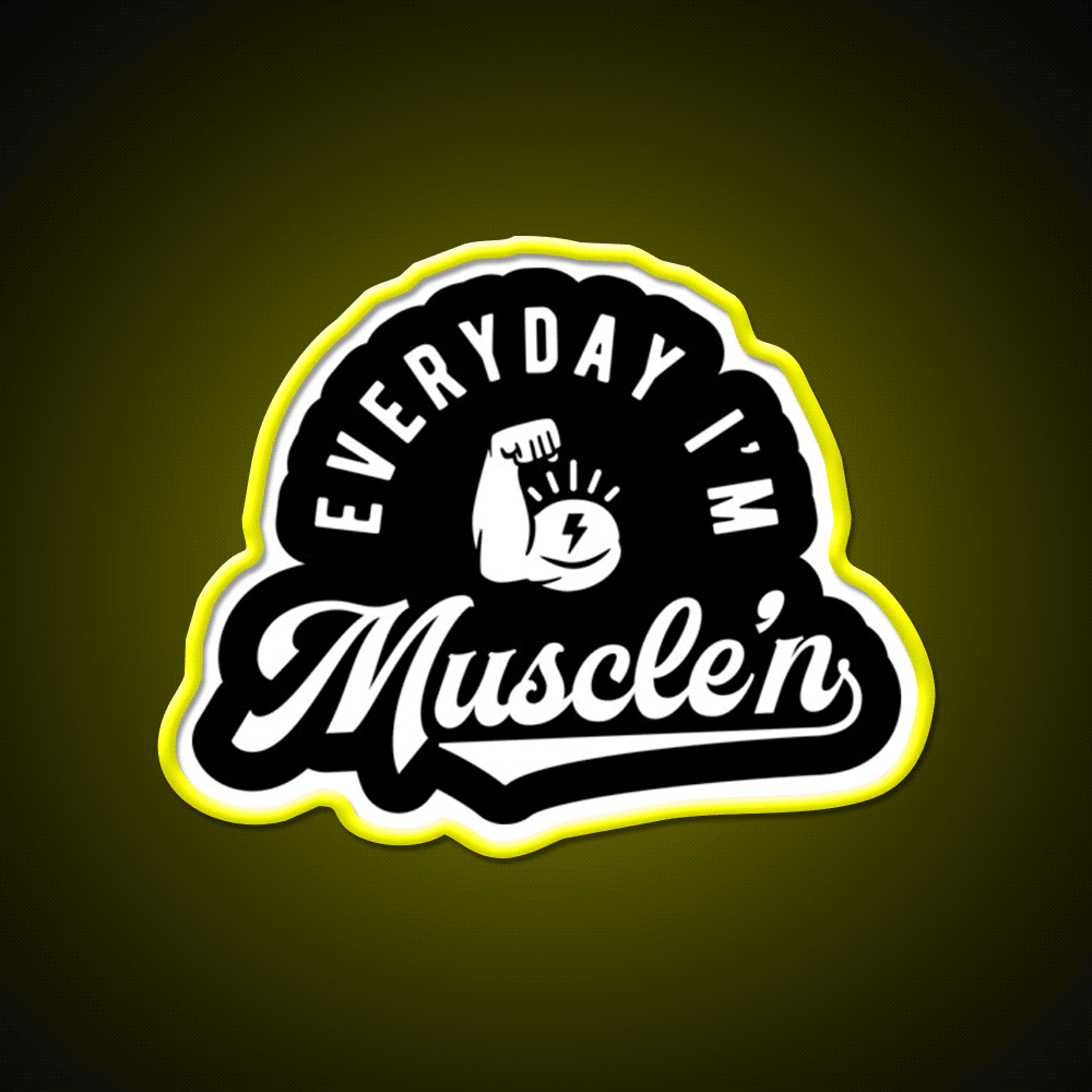 Everyday Im Musclen Gym Fitness Led Neon Sign Rgb Color - Custom LED neon sign front view