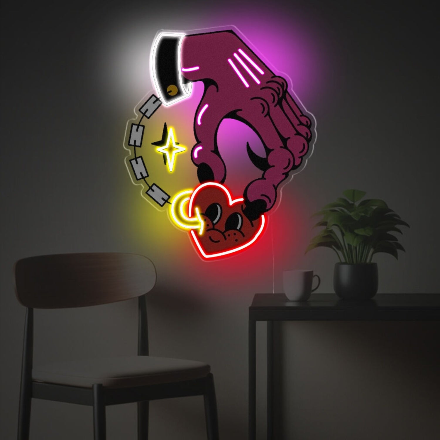 Evil Hand Holding Heart Led Neon Acrylic Artwork | Shineneon
