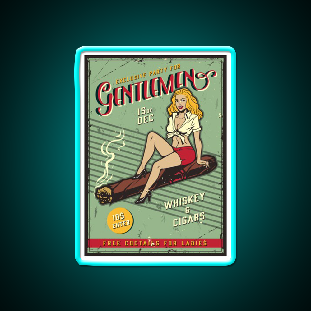 Exclusive Party For Gentlemen Vintage Whiskey Drink Bar Led Neon Sign Rgb Color