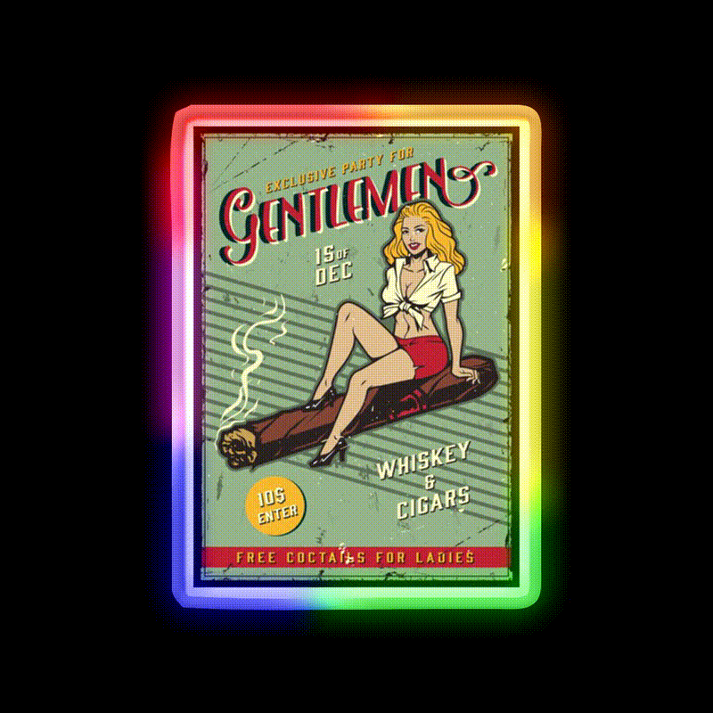 Exclusive Party For Gentlemen Vintage Whiskey Drink Bar Led Neon Sign Rgb Color