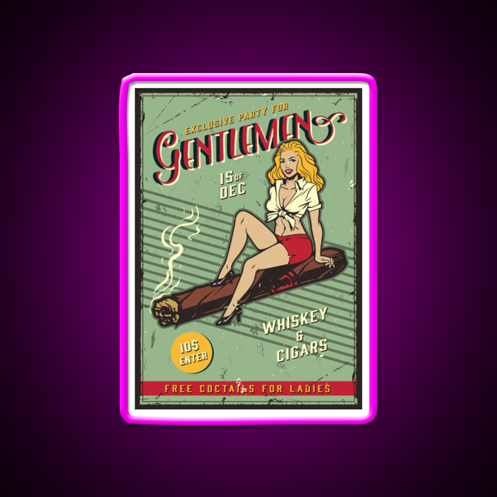 Exclusive Party For Gentlemen Vintage Whiskey Drink Bar Led Neon Sign Rgb Color