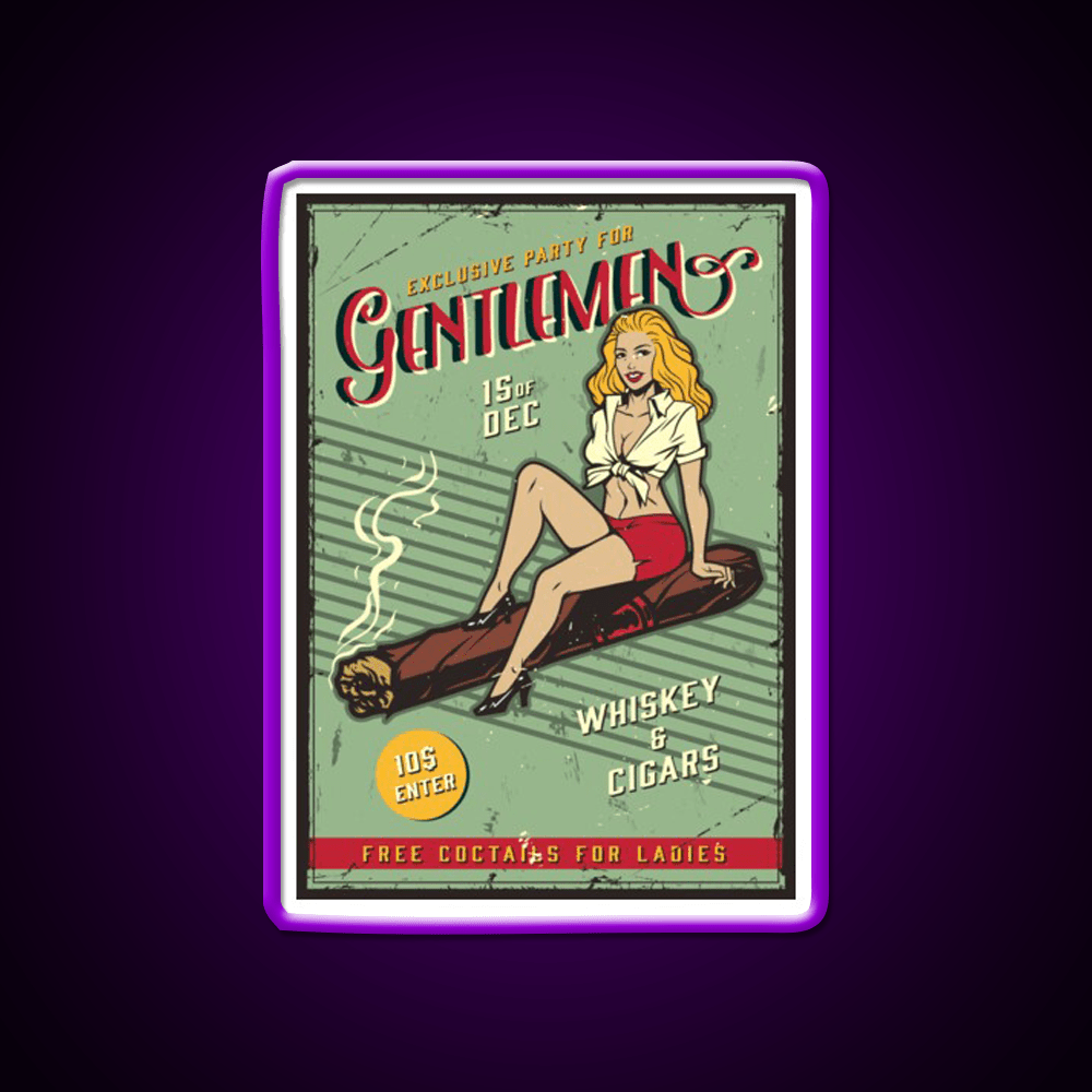 Exclusive Party For Gentlemen Vintage Whiskey Drink Bar Led Neon Sign Rgb Color - Shineneon