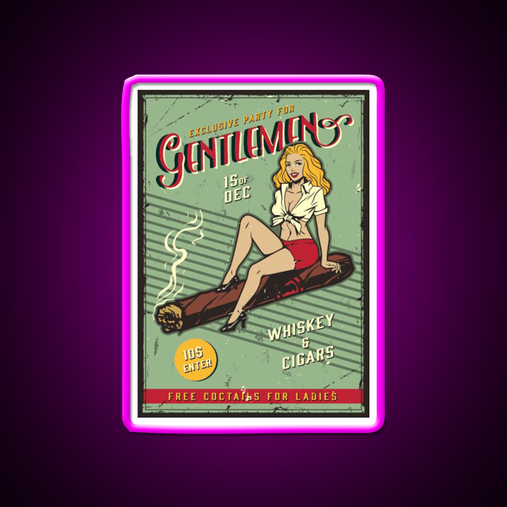 Exclusive Party For Gentlemen Vintage Whiskey Drink Bar Led Neon Sign Rgb Color - Shineneon