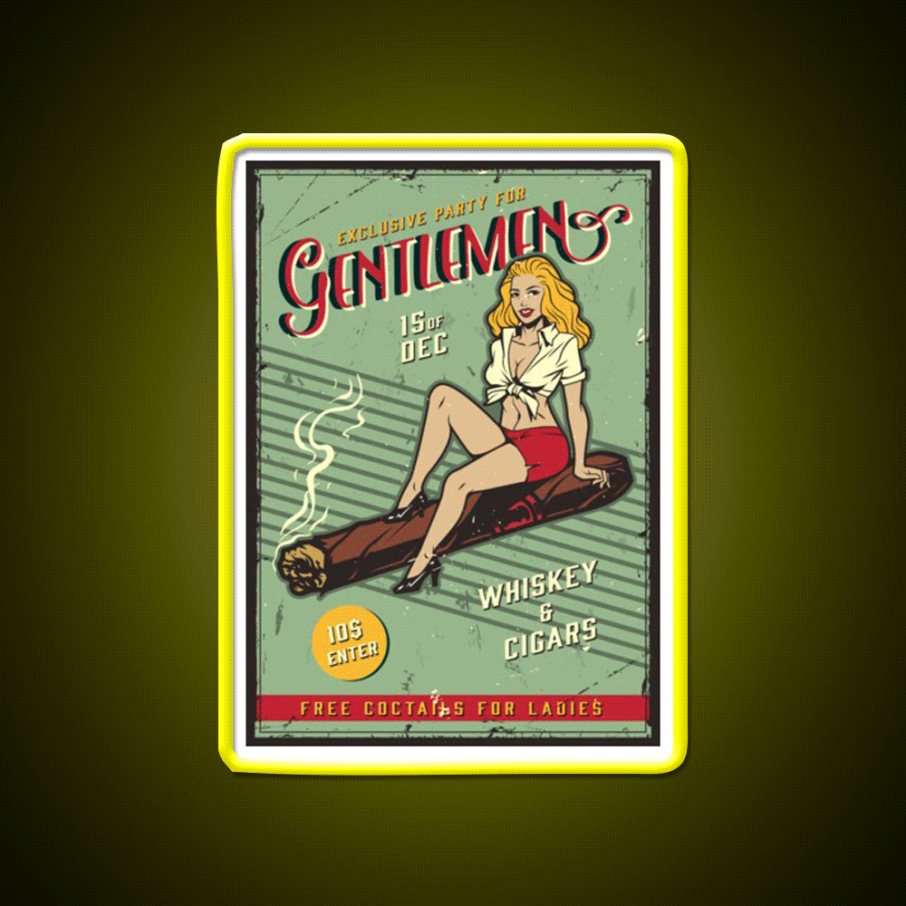 Exclusive Party For Gentlemen Vintage Whiskey Drink Bar Led Neon Sign Rgb Color