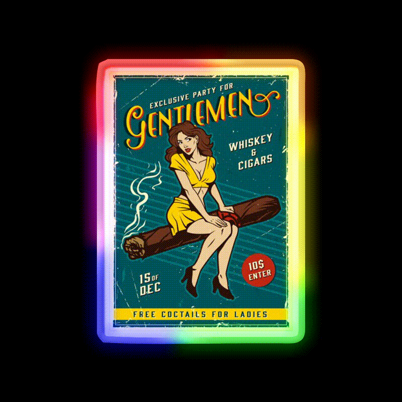 Exclusive Party For Gentlemen Whiskey Drink Bar Led Neon Sign Rgb Color