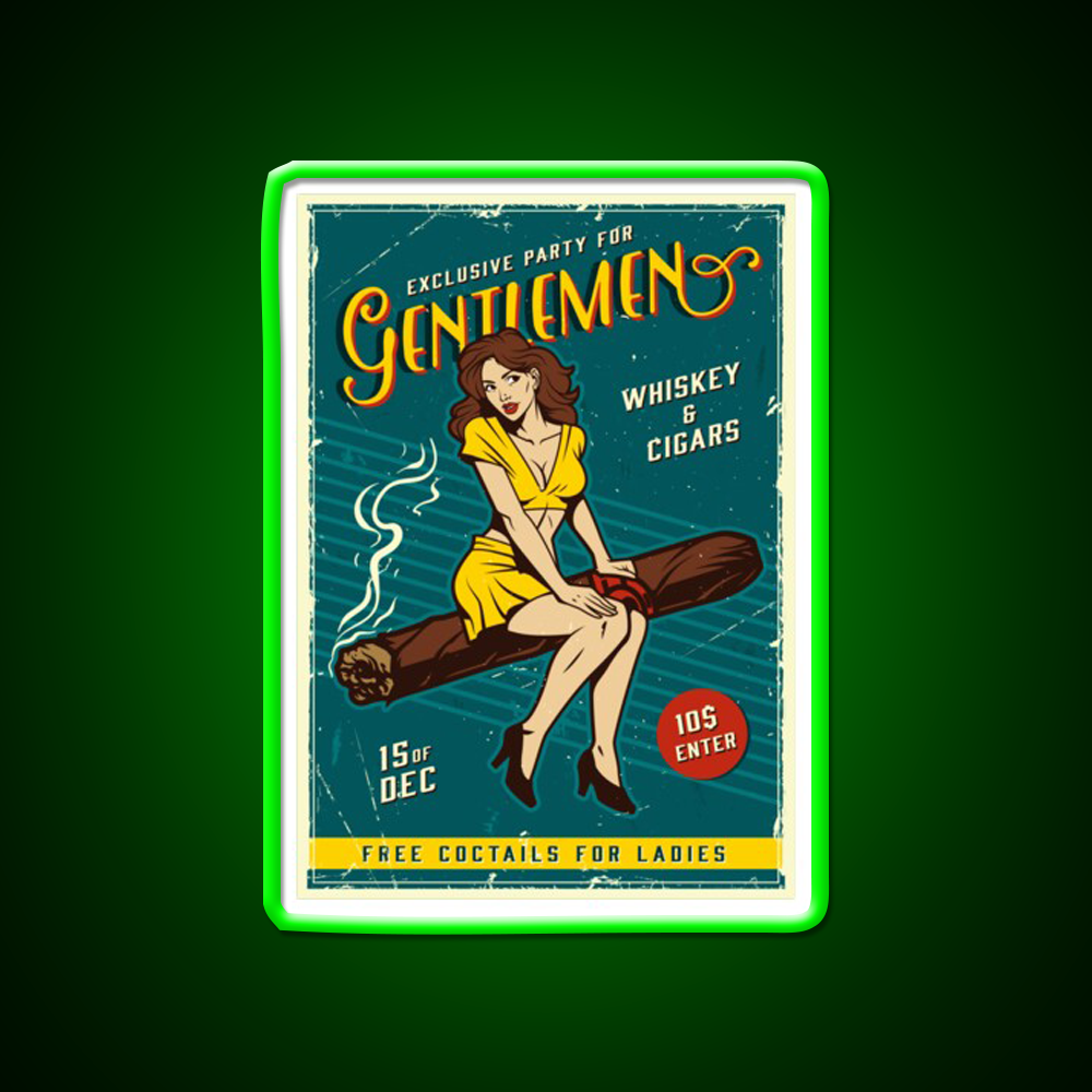 Exclusive Party For Gentlemen Whiskey Drink Bar Led Neon Sign Rgb Color