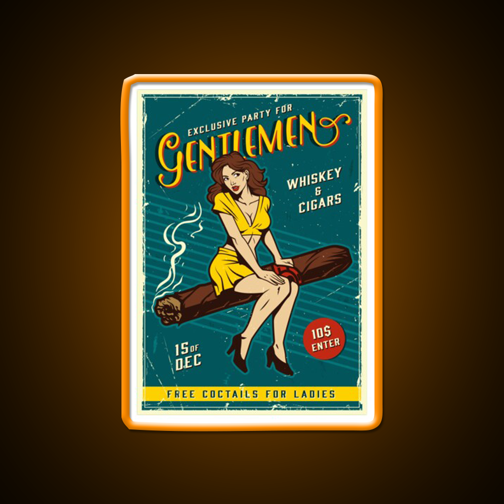 Exclusive Party For Gentlemen Whiskey Drink Bar Led Neon Sign Rgb Color