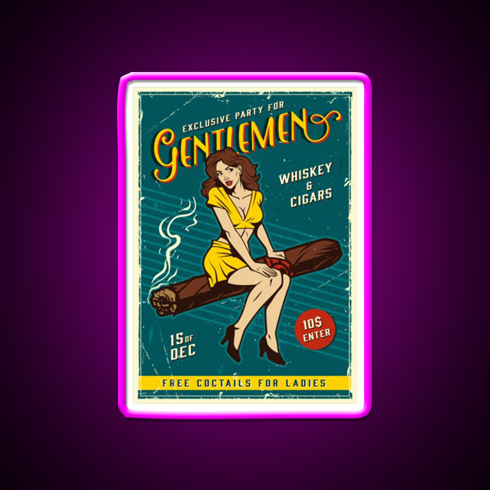 Exclusive Party For Gentlemen Whiskey Drink Bar Led Neon Sign Rgb Color