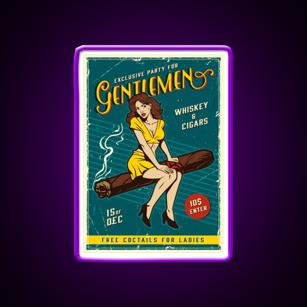 Exclusive Party For Gentlemen Whiskey Drink Bar Led Neon Sign Rgb Color