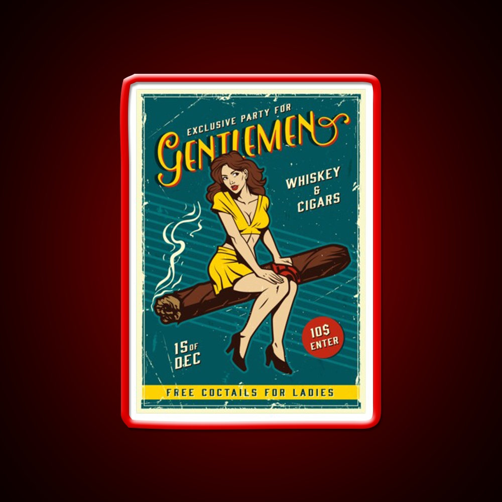 Exclusive Party For Gentlemen Whiskey Drink Bar Led Neon Sign Rgb Color