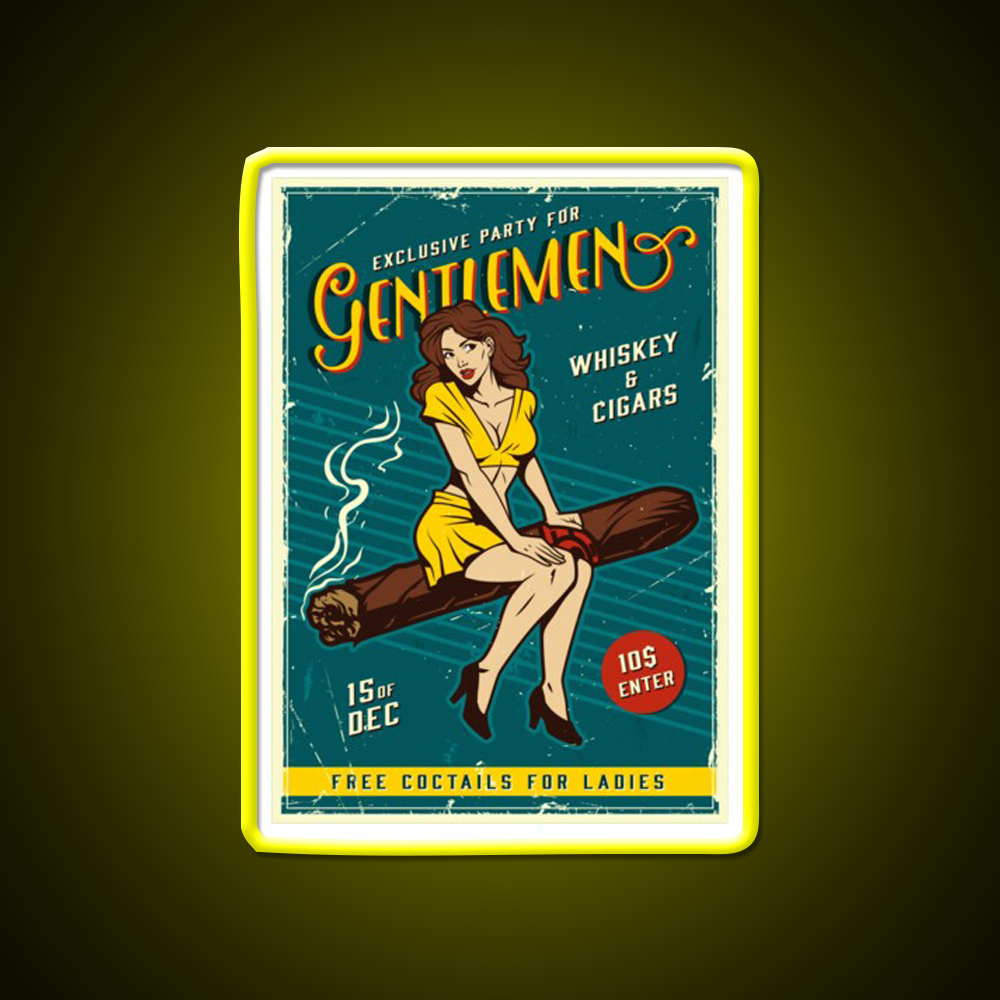 Exclusive Party For Gentlemen Whiskey Drink Bar Led Neon Sign Rgb Color