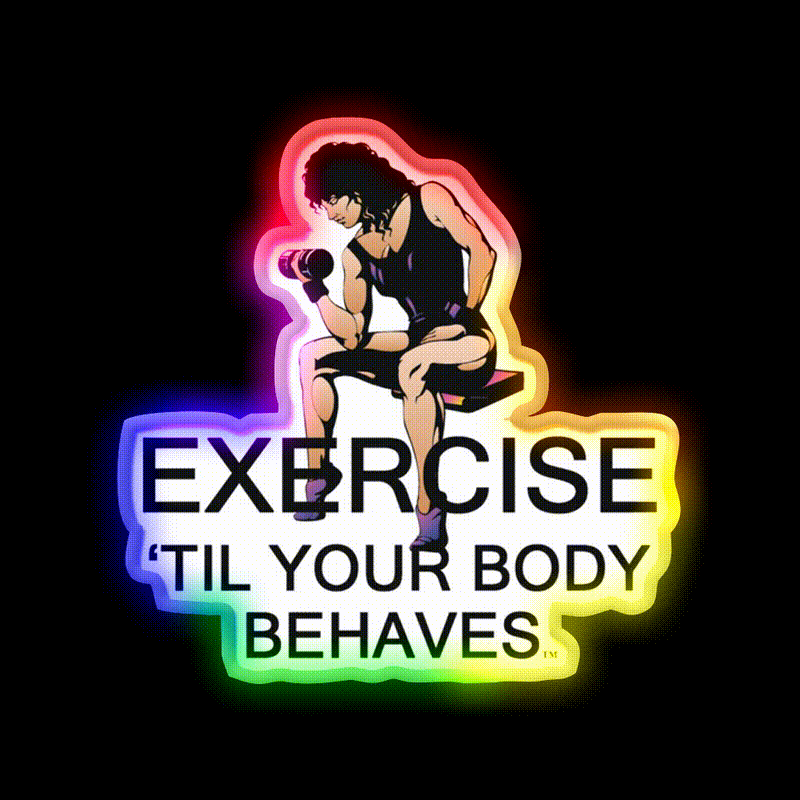 Exercise Til Your Body Behaves Gym Fitness Led Neon Sign Rgb Color