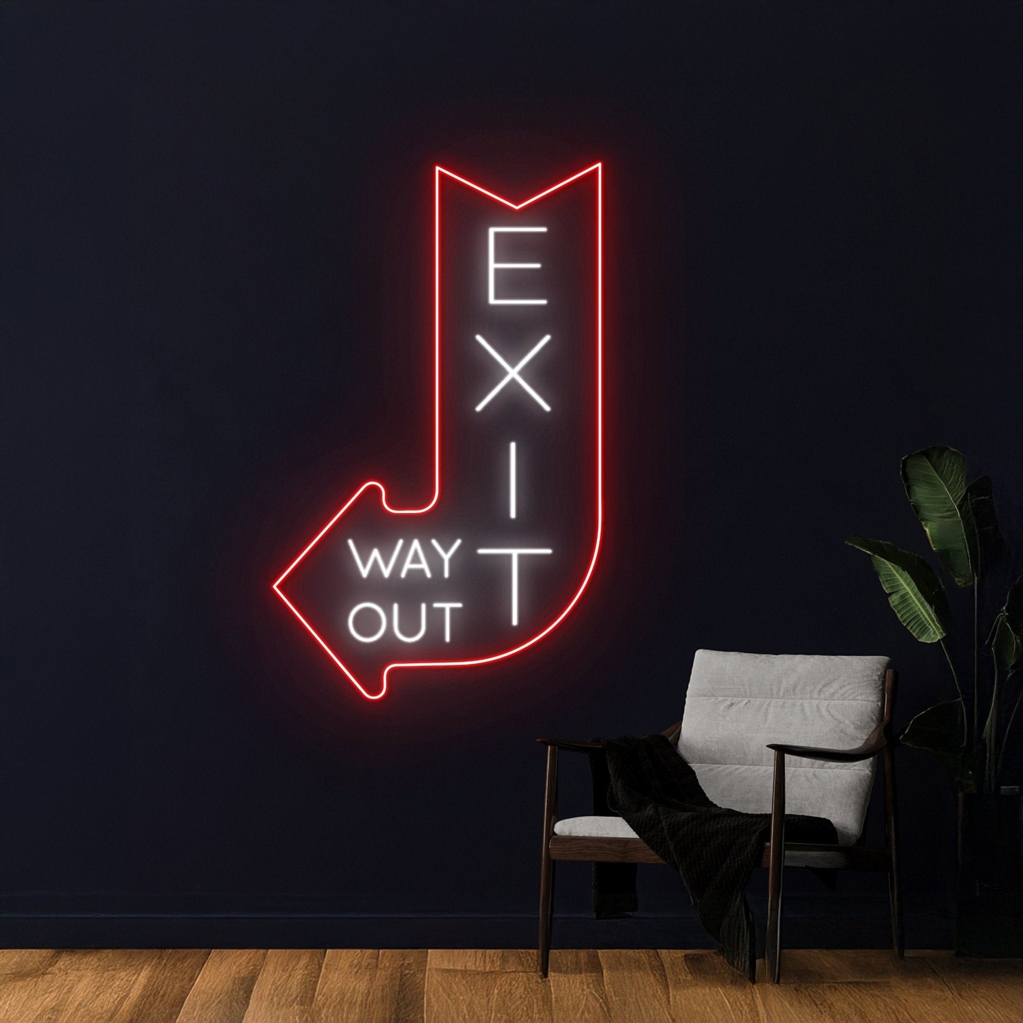 Exit Way Out Direction Arrow Left Neon Sign - Shineneon