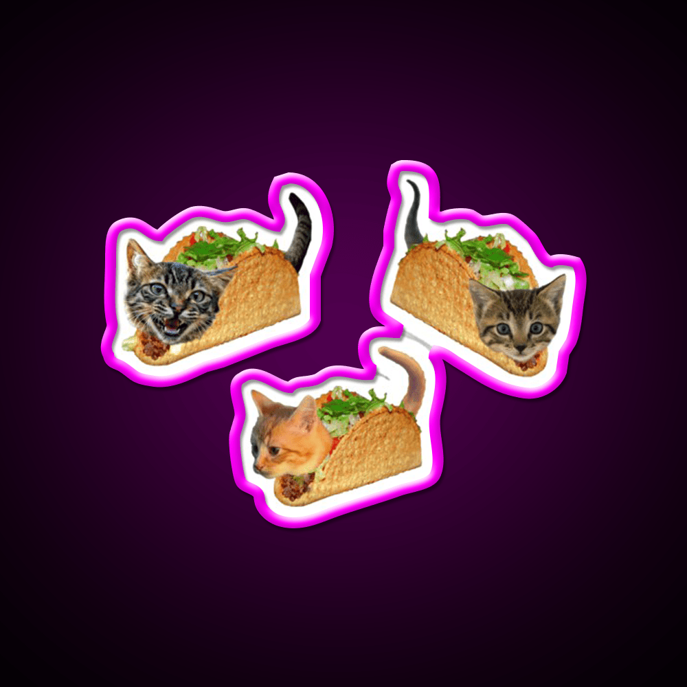 Exploding Taco Cats Taco Led Neon Sign Mexican Food Sign Rgb Color - Shineneon