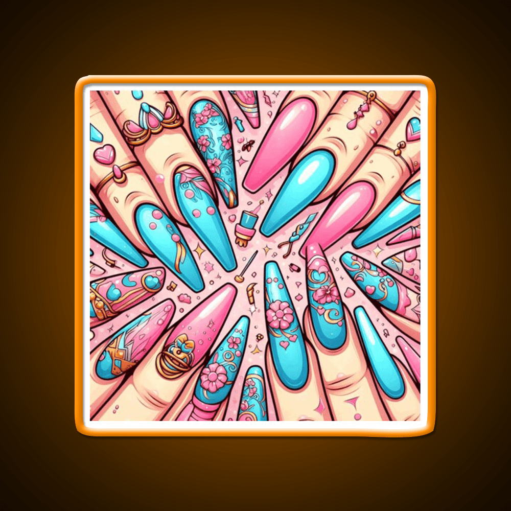 Extra Baddie Nails Pattern Nail Salon Led Neon Sign Rgb Color - Shineneon