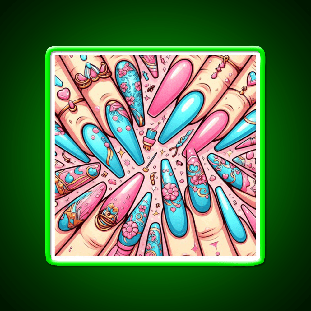 Extra Baddie Nails Pattern Nail Salon Led Neon Sign Rgb Color - Shineneon