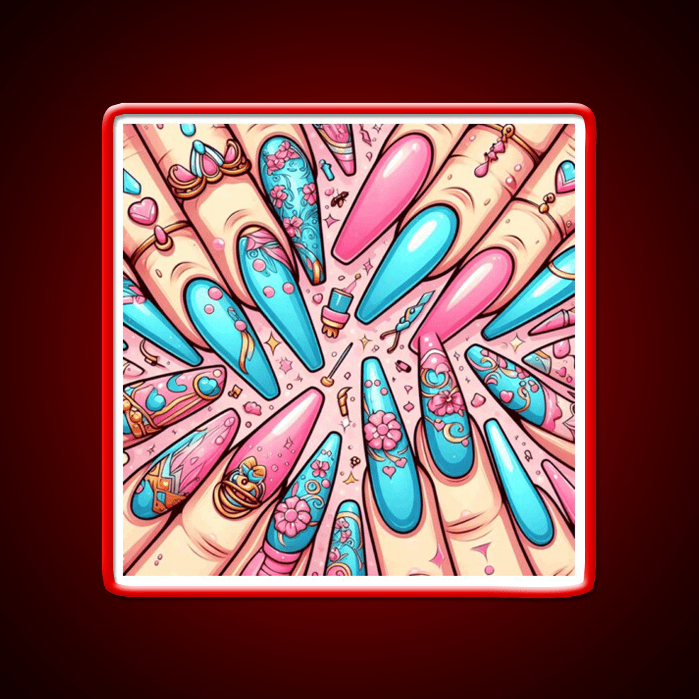 Extra Baddie Nails Pattern Nail Salon Led Neon Sign Rgb Color - Shineneon