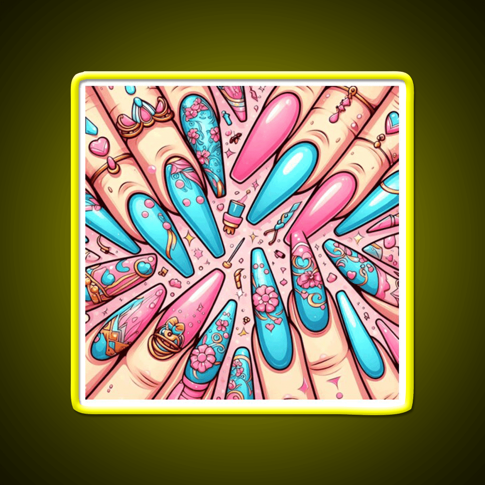 Extra Baddie Nails Pattern Nail Salon Led Neon Sign Rgb Color - Shineneon