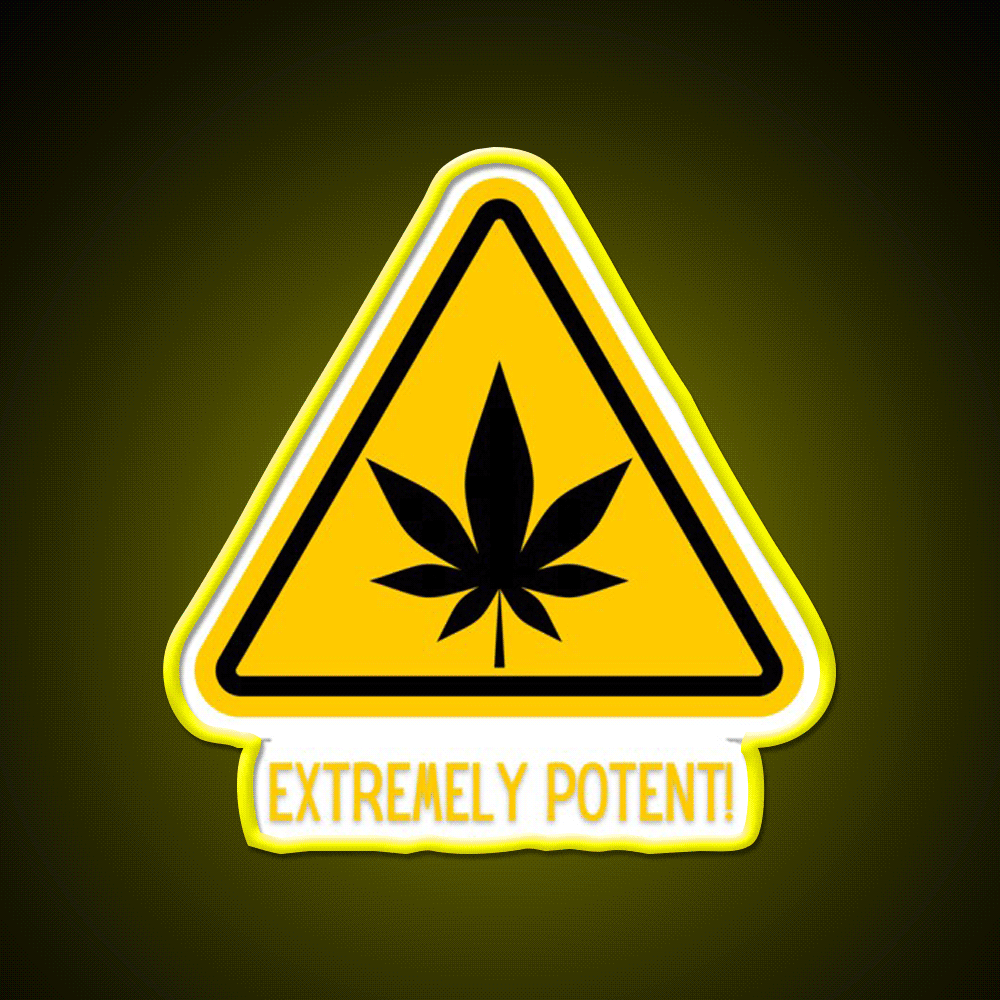 Extremely Potent Warning Canna Culture Green Leaf Led Neon Sign Rgb Color - Custom LED neon sign front view