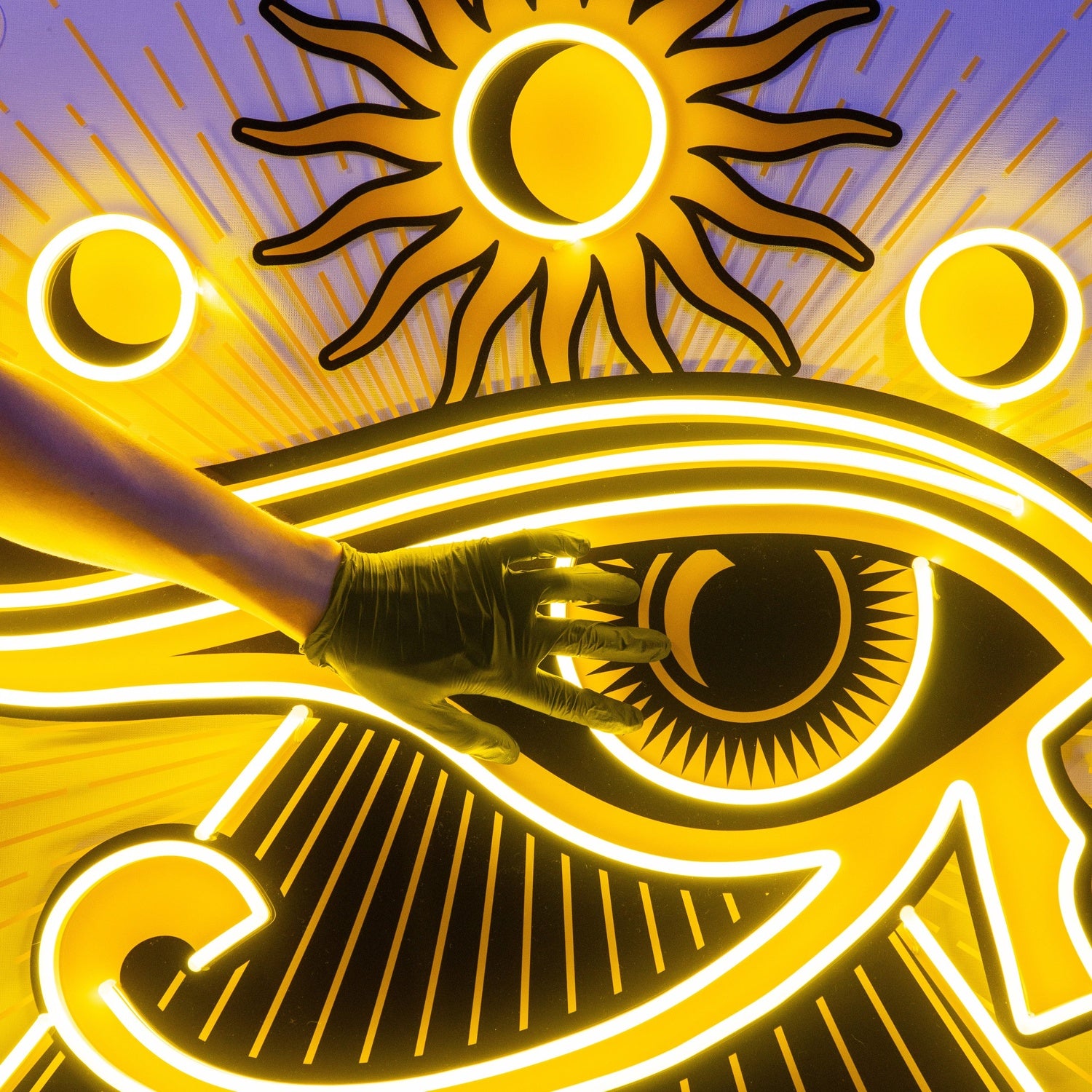 Eye Of Ra Yellow Ancient Egyptian Uv Printed Led Neon Sign For Themed Decor | Shineneon