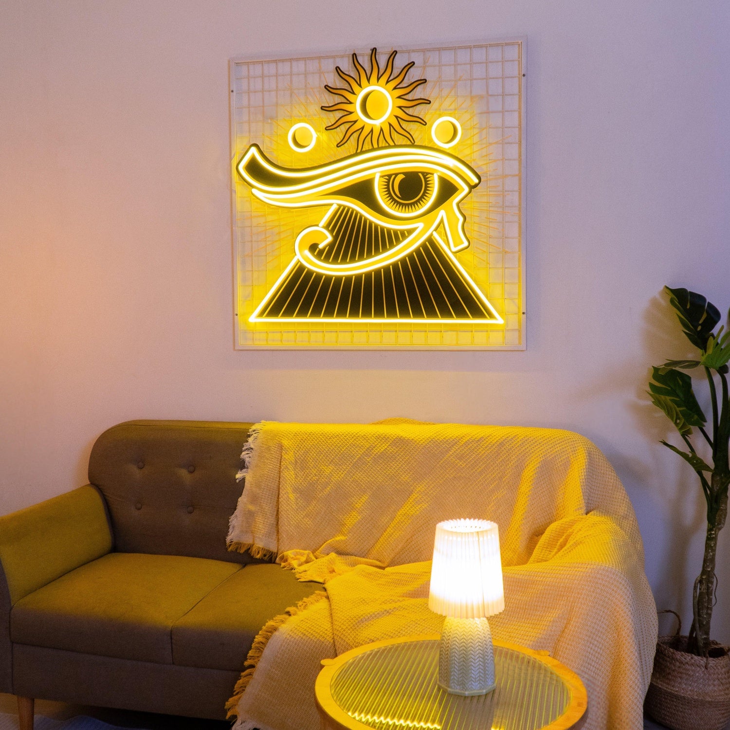 Eye Of Ra Yellow Ancient Egyptian Uv Printed Led Neon Sign For Themed Decor | Shineneon