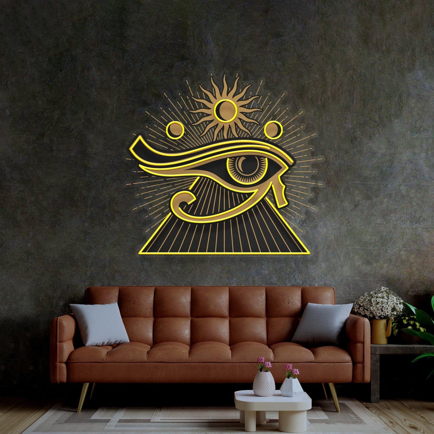Eye Of Ra Yellow Ancient Egyptian Uv Printed Led Neon Sign For Themed Decor | Shineneon