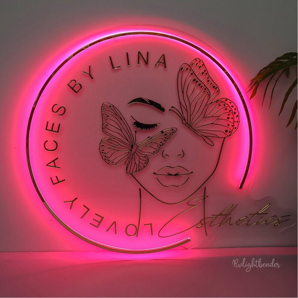 Faces By Lina Top Lash Esthetics Acrylic Business Logo Sign - Shineneon