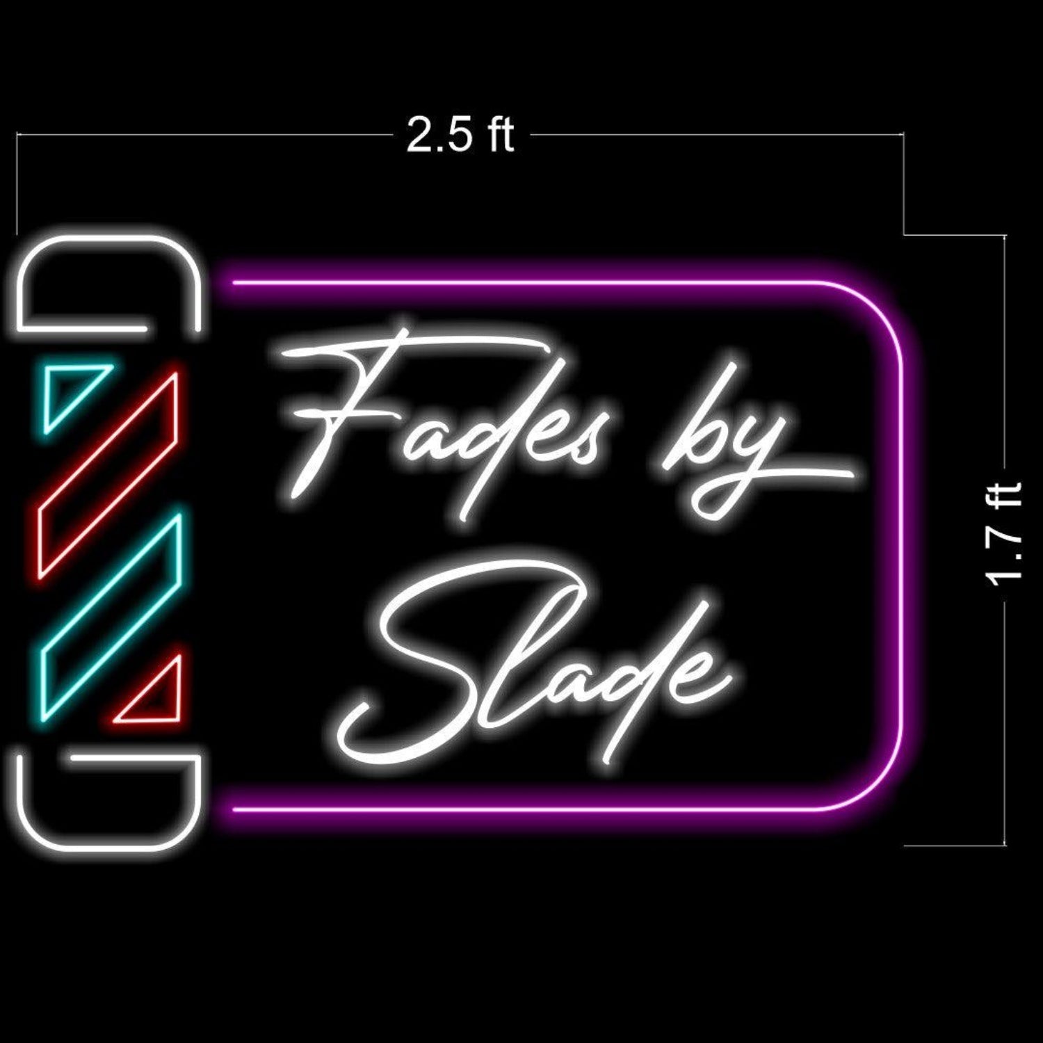 Fades By Slade Purple White Red Cyan Barber Pole Led Neon Sign For Salon Business Decor | Shineneon