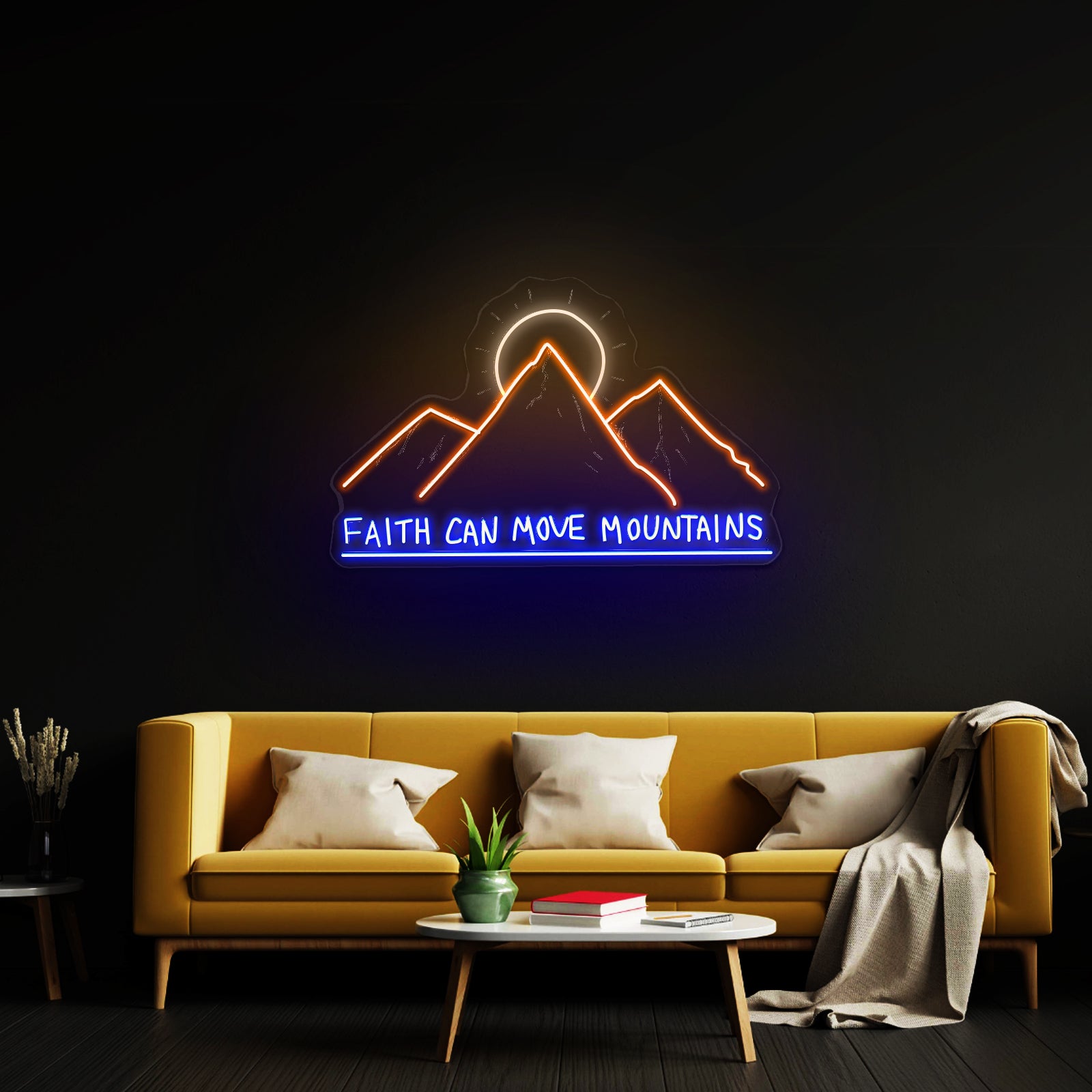 Faith Can Move Mountains Personalized Neon Sign