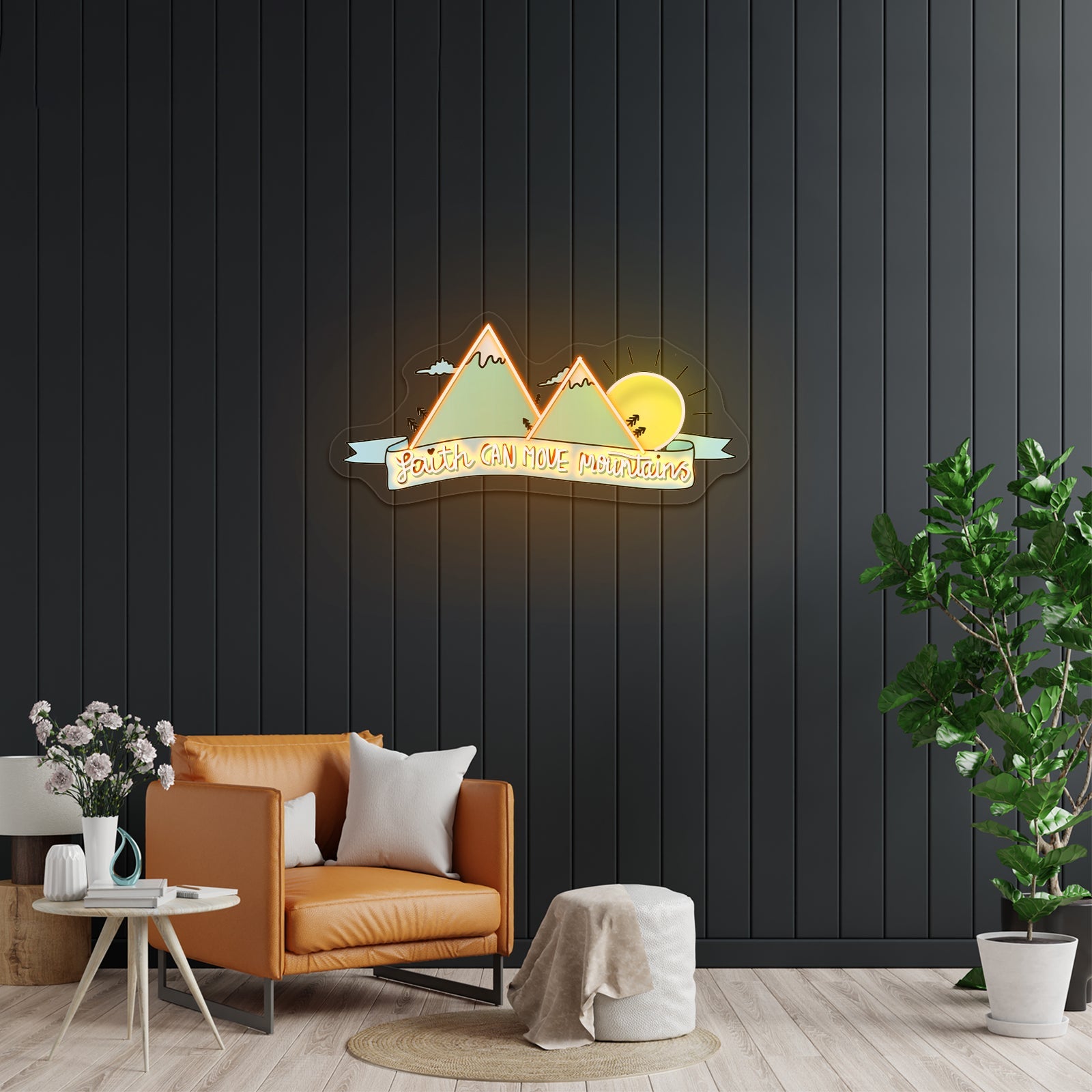 Faith Can Move Mountains With Sun Custom Led Light Signs - Shineneon