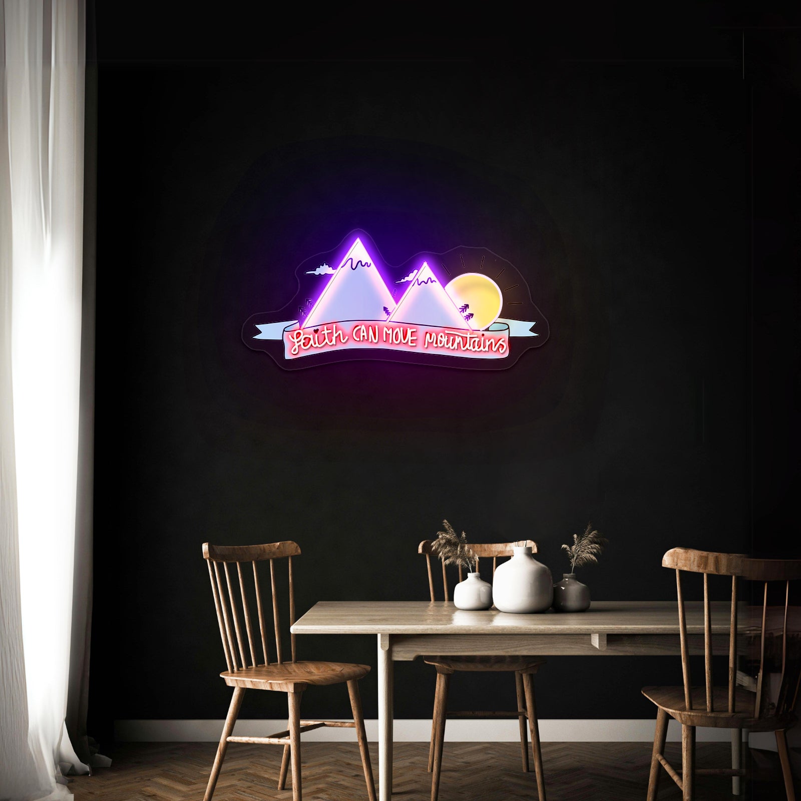 Faith Can Move Mountains With Sun Custom Led Light Signs