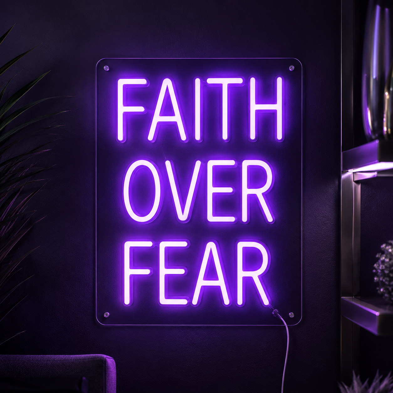 Faith Over Fear Room Decor LED Neon Sign - 02 High-Converting Product Image