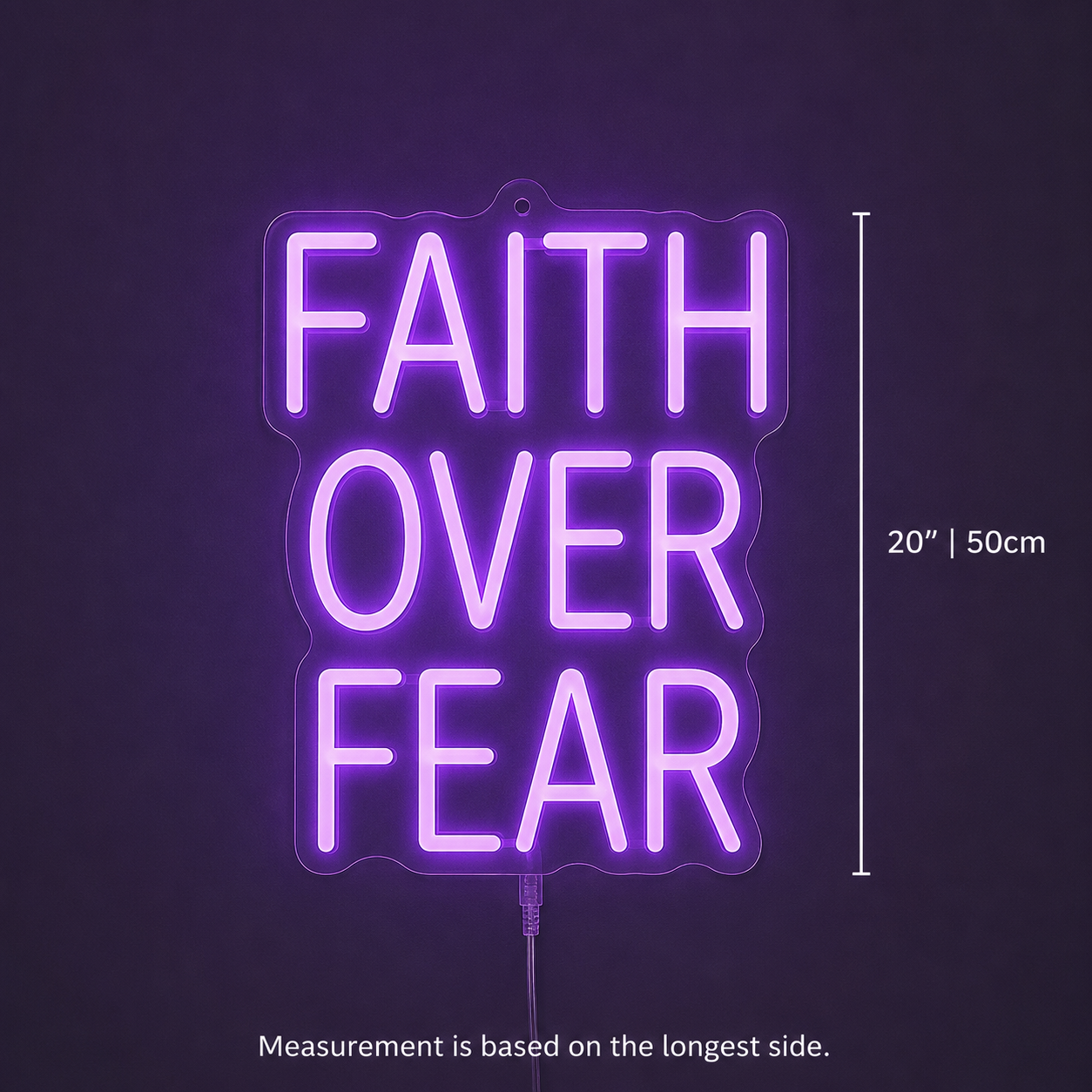 Faith Over Fear Room Decor LED Neon Sign - 04 Size Image