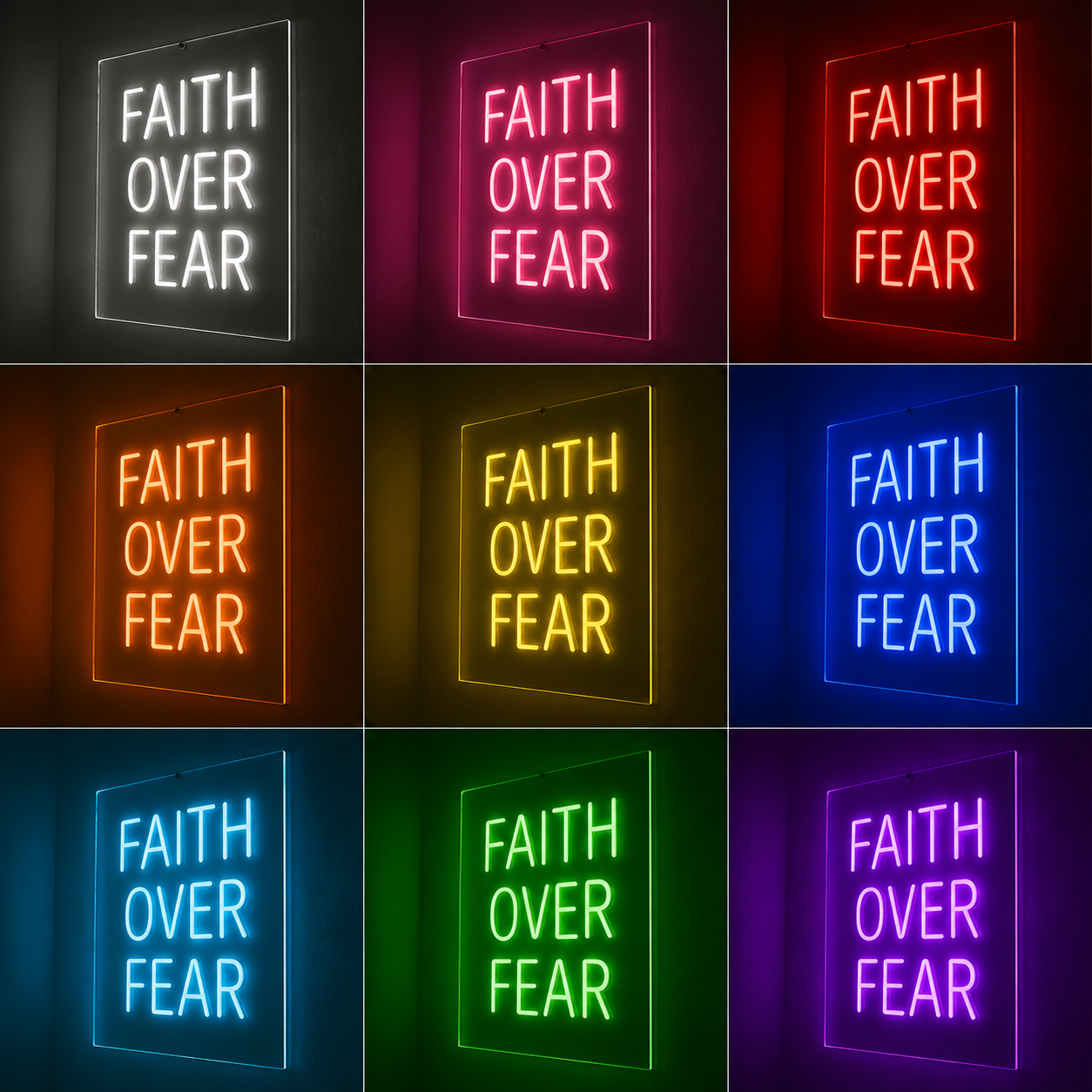 Faith Over Fear Room Decor LED Neon Sign - 05 Color Grid