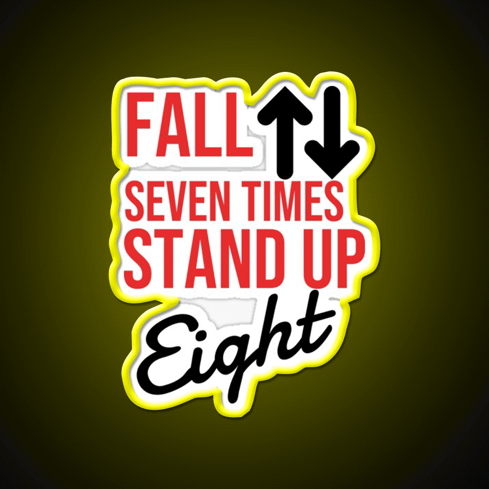 Fall Seven Times Stand Up Eight Gym Fitness Led Neon Sign Rgb Color - Custom LED neon sign front view
