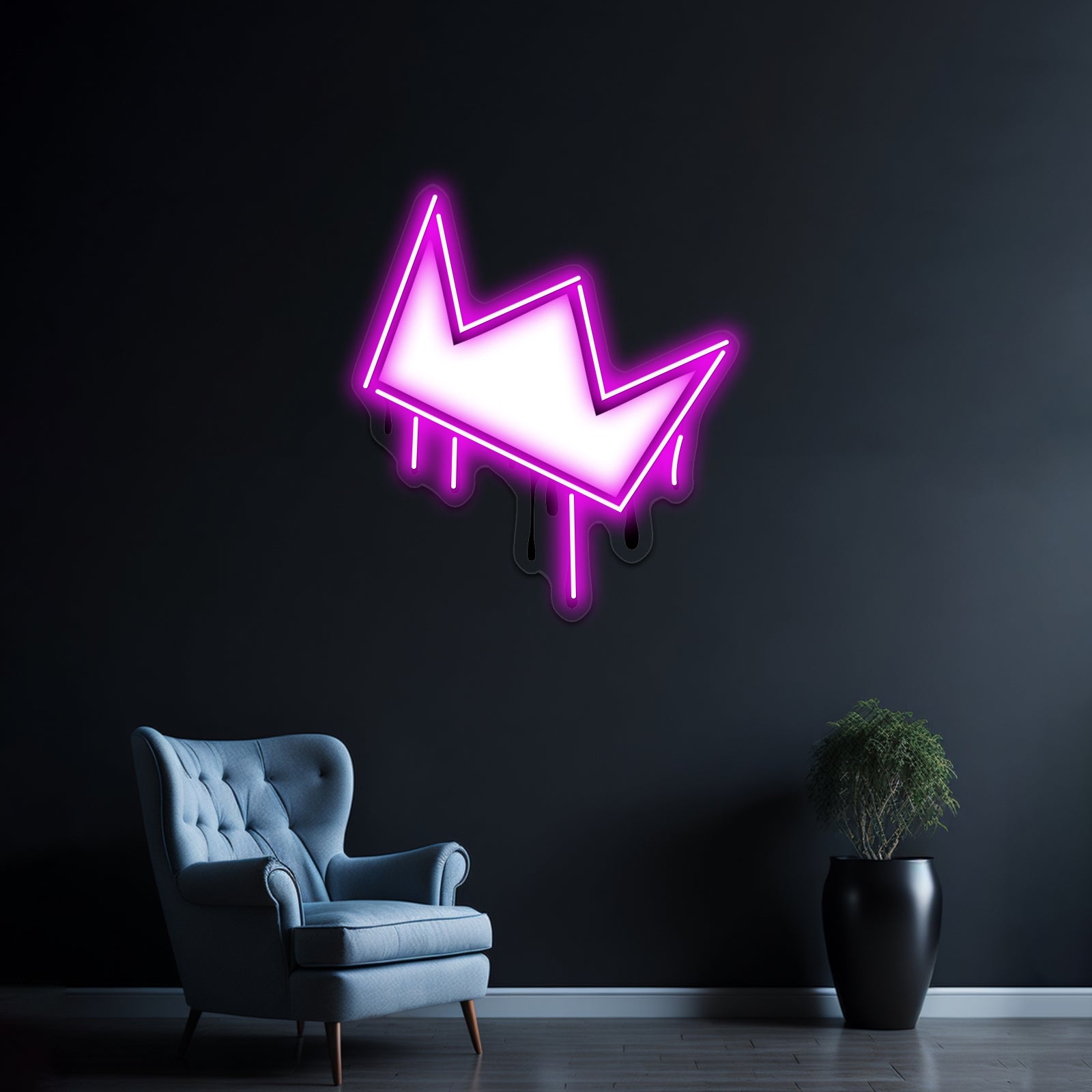 Fallen King Artwork Custom Neon Led Sign - LED neon sign close-up detail