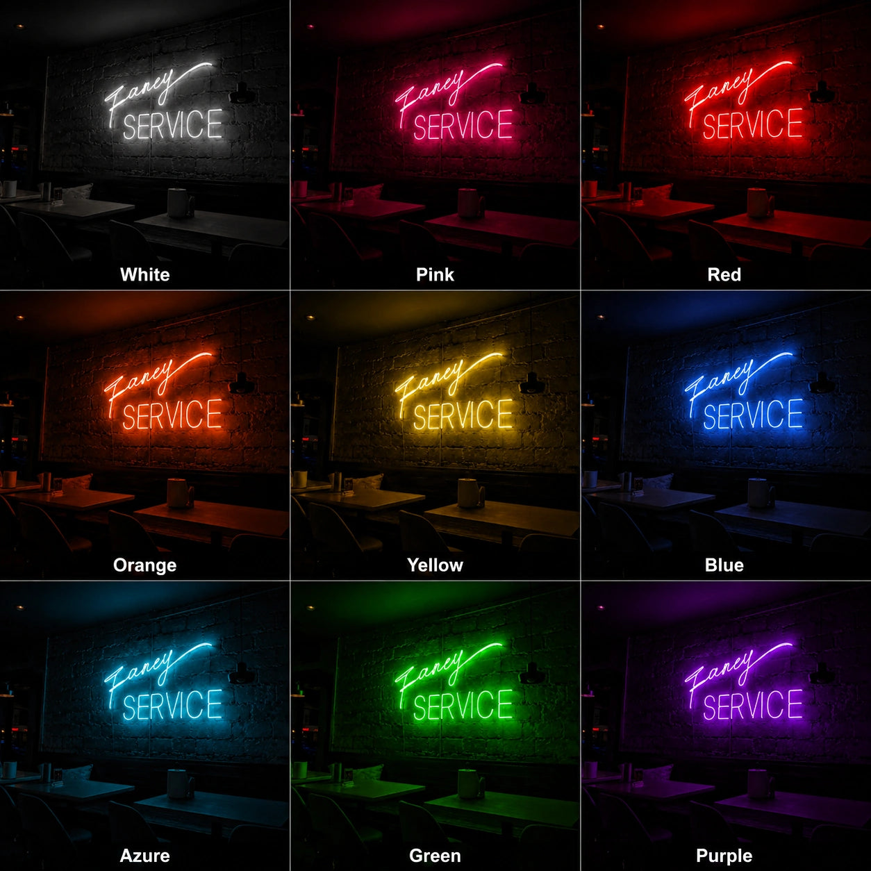 Fancy Service LED Neon Sign - 05 Color Grid