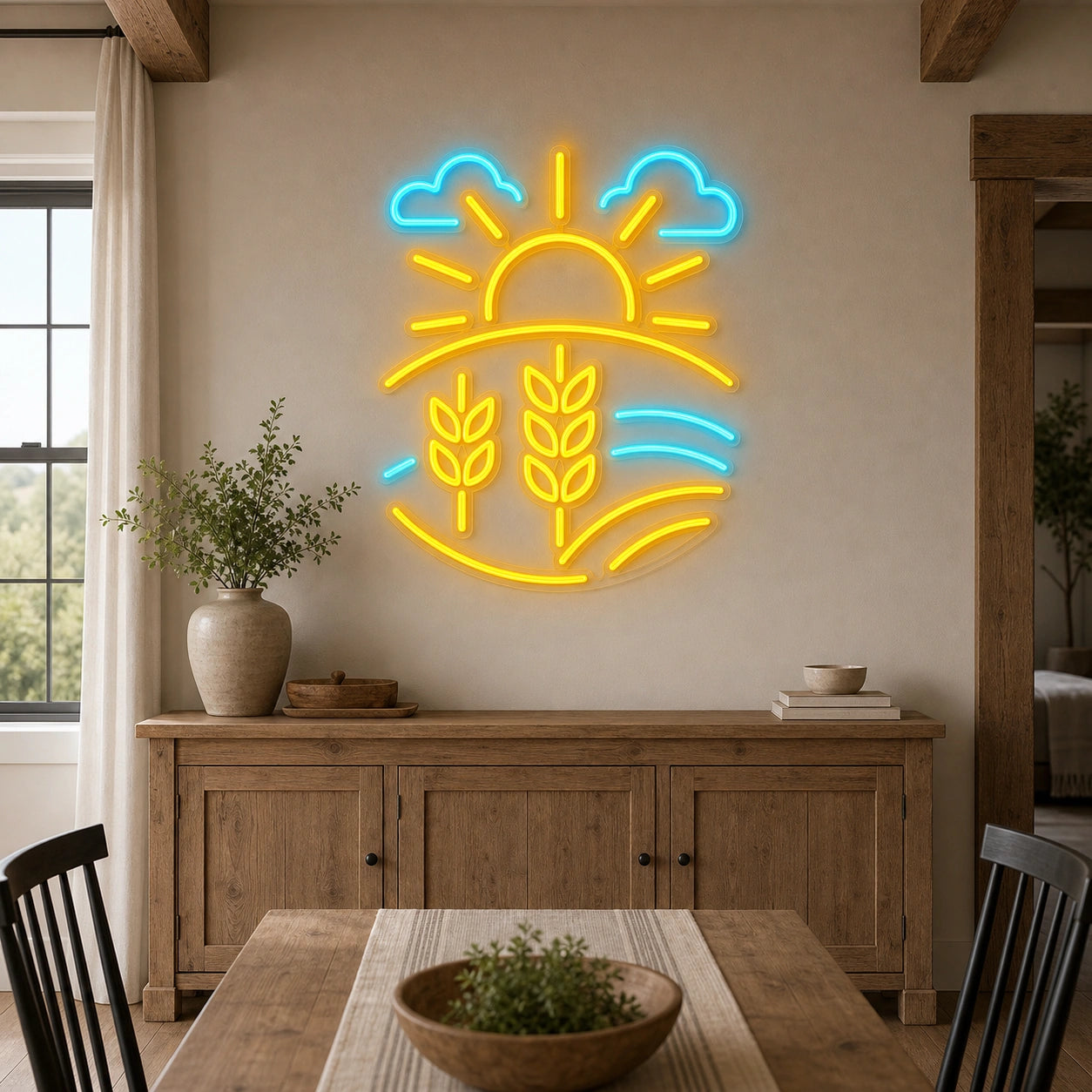 Farm Field Wheat LED Neon Sign Home Garage Wall Decoration size image