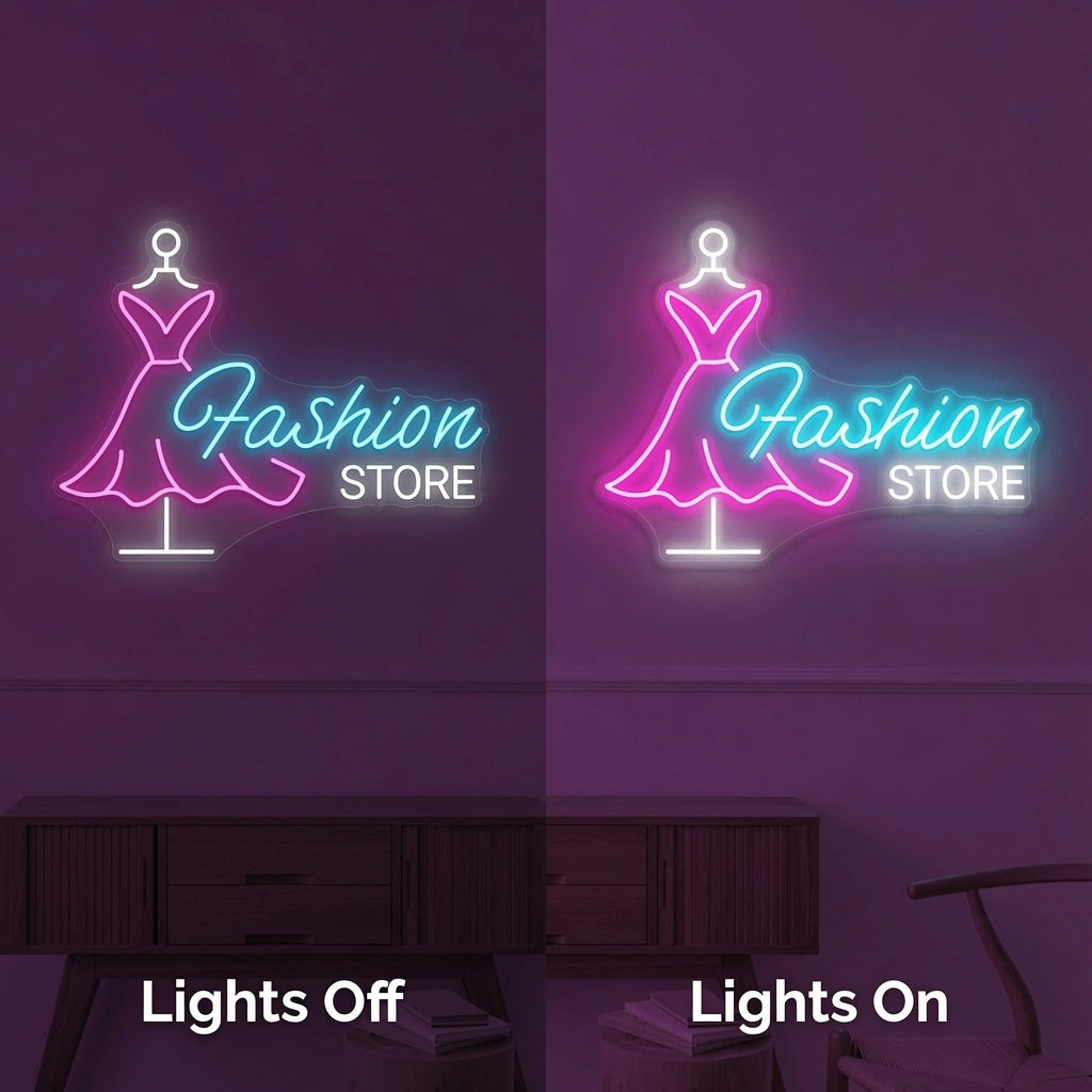 Fashion Store LED Neon Sign Home Wall Art - 06 Day Night Comparison