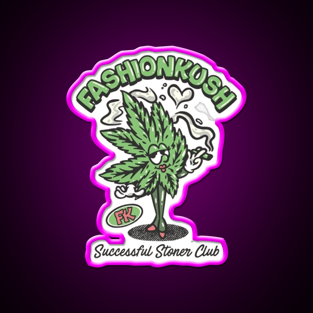 Fashionkush Girl Stoner Retro Character Art Green Leaf Led Neon Sign Rgb Color - Shineneon