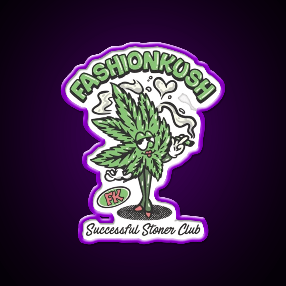 Fashionkush Girl Stoner Retro Character Art Green Leaf Led Neon Sign Rgb Color - Shineneon