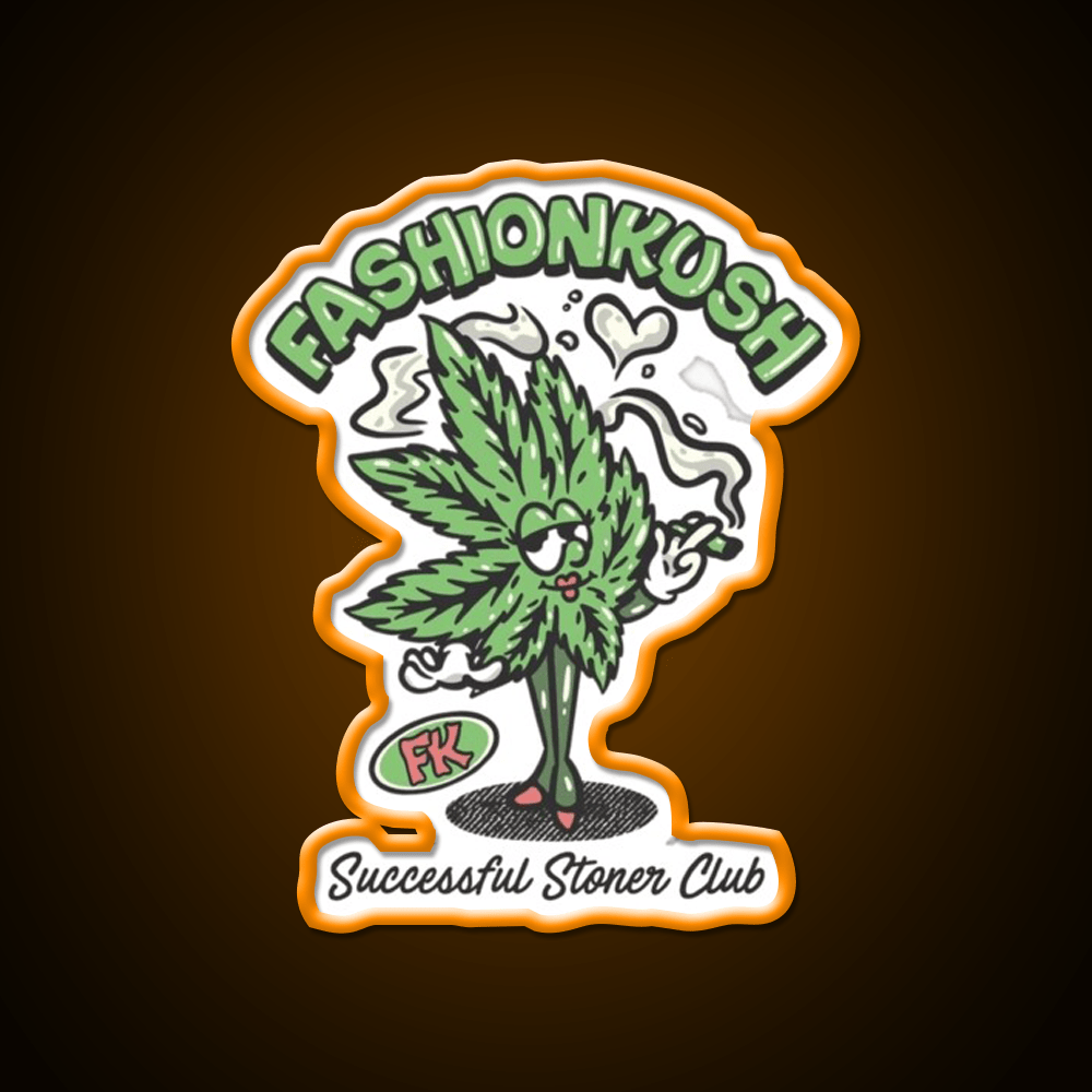 Fashionkush Girl Stoner Retro Character Art Green Leaf Led Neon Sign Rgb Color - Shineneon