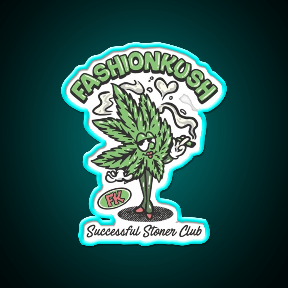 Fashionkush Girl Stoner Retro Character Art Green Leaf Led Neon Sign Rgb Color - Shineneon
