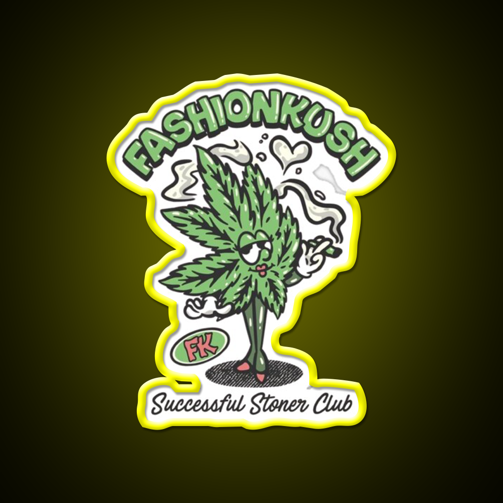 Fashionkush Girl Stoner Retro Character Art Green Leaf Led Neon Sign Rgb Color - LED neon sign view 7