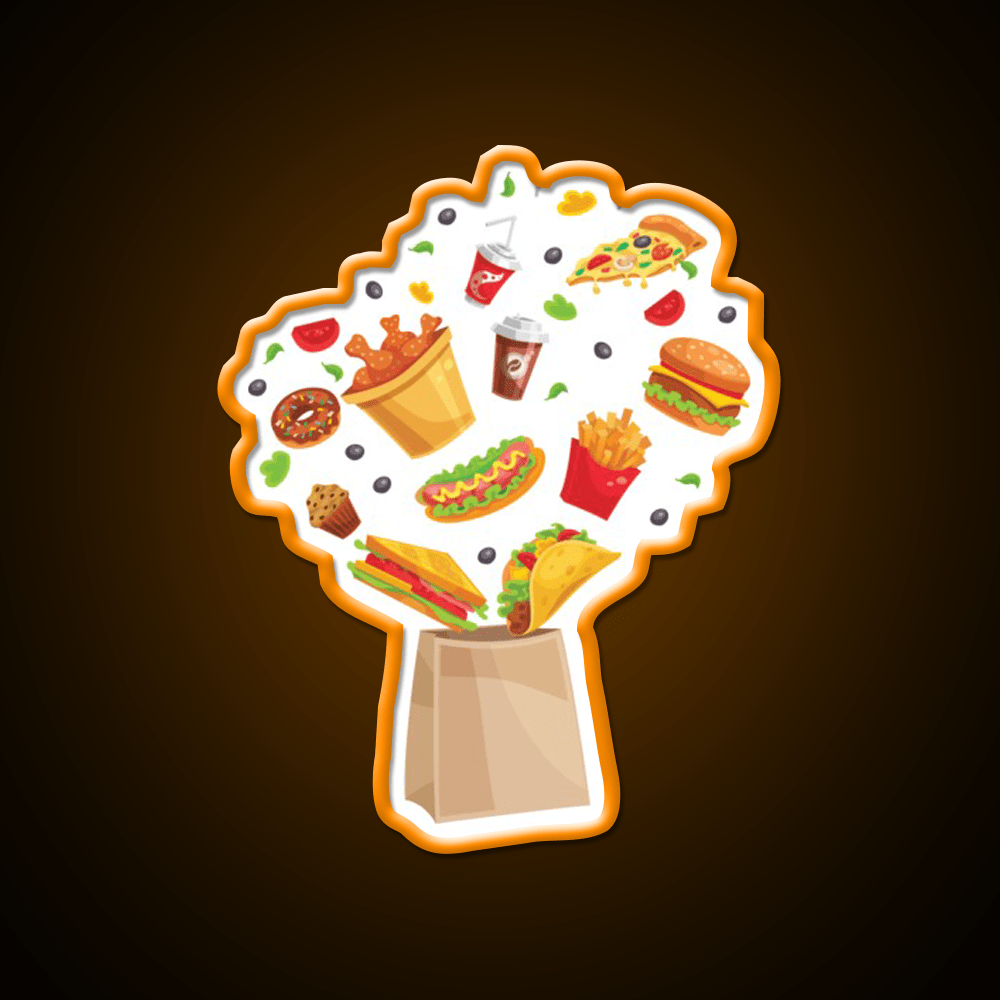 Fast Food Bag Fast Food Led Neon Sign For Burger Place Rgb Color - Shineneon