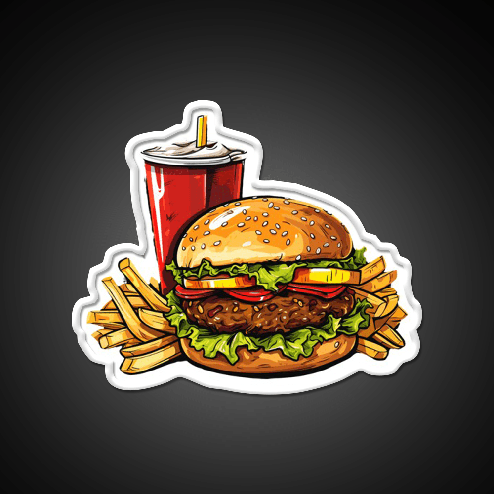 Fast Food Burger Fries Soda Fast Food Led Neon Sign For Burger Place Rgb Color - Shineneon